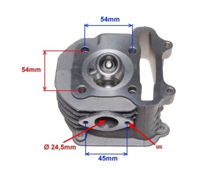 Głowica cylindra 150ccm z wyjściem na zawór spalin