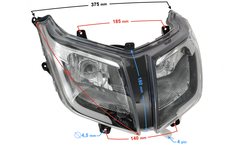 Reflektor przedni lampa przód do Barton E-Max