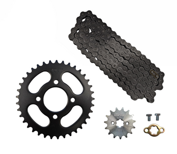 Zestaw napędowy zębatka przód 15z tył 37z łańcuch 420-130L quad atv pitbike