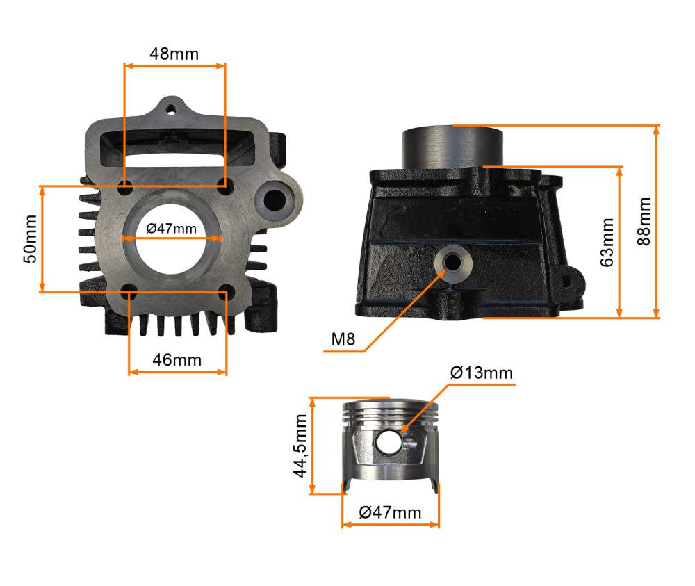 Cylinder głowica 47mm 70cc atv Bashan motorower Barton Junak Romet Zipp