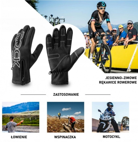 ROCKBROS Rękawiczki rowerowe ocieplane S091-4BK