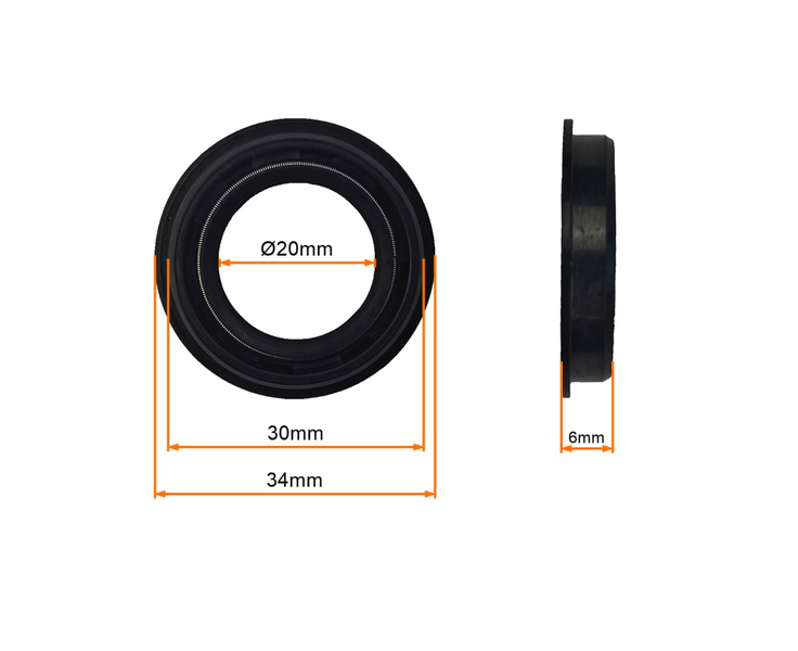 Uszczelniacz olejowy 2T 20x30x6 na prawą stronę wału z kołnierzem