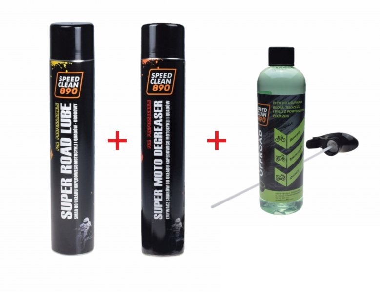 Speedclean smar + zmywacz do łańcuchów road + płyn do mycia motocykli