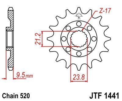 Zębatka przód JTF1441-15 15z 520 Suzuki RM-Z 450 07-12r. RMX 450 10-17r.