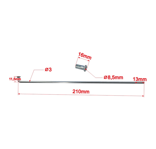Szprychy Romet 210mm 19cali 36szt chrom DPR Classic