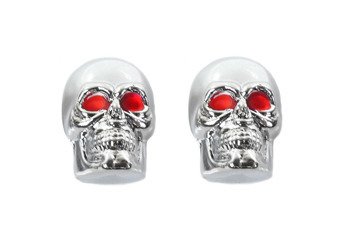 Nakrętki na wentyle tuning chrom czaszki czerwone