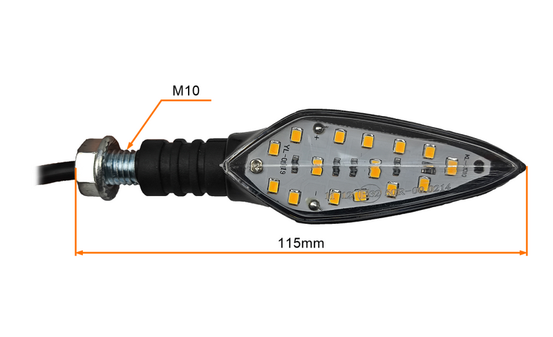 Kierunkowskazy Led strzałki 15 ledów gwint M10 homologacja drogowa komplet
