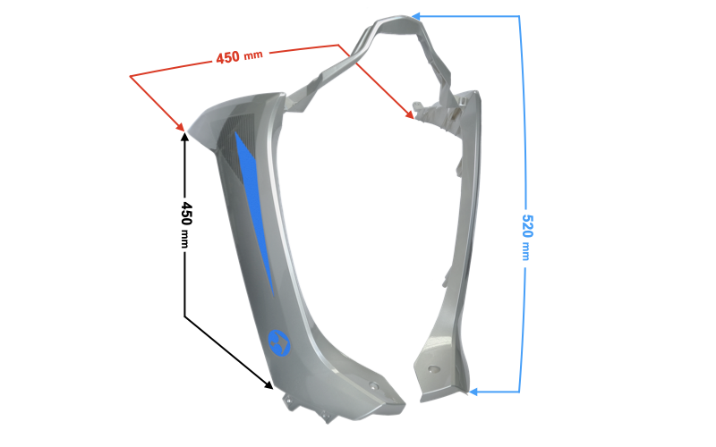 Obudowa dolna przednia srebrno-niebieska Barton Scalpel