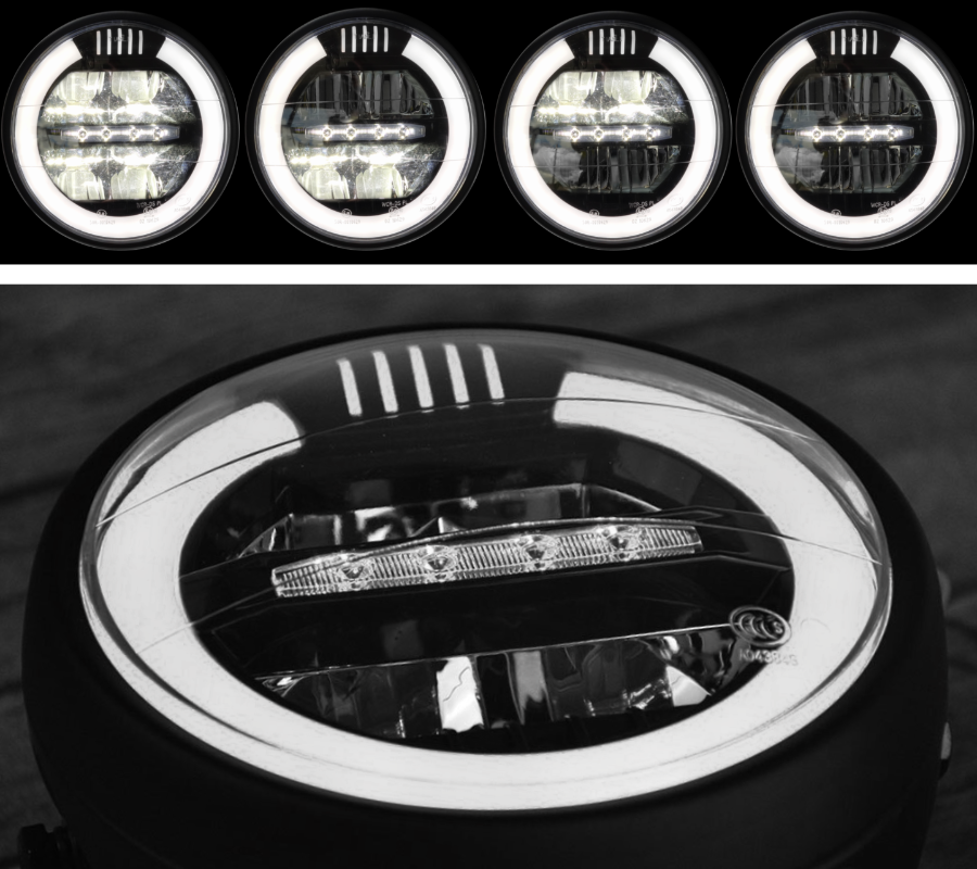 Reflektor lampa przednia LED uniwersalna Czoper Chopper Cafe Racer