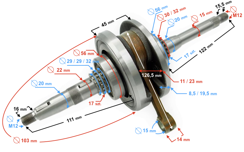 Wał korbowy do skutera Barton B-Max