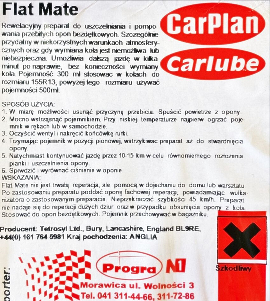 CarPlan preparat do uszczelniania i pompowania przebitych opon 300ml