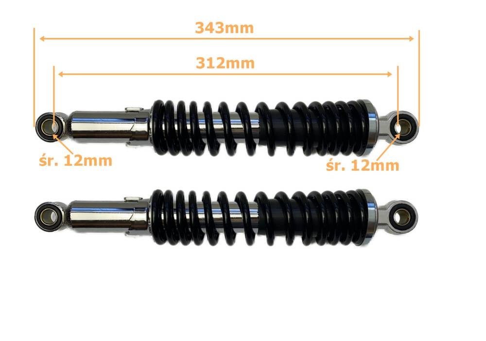 Amortyzatory tył Romet Zetka 343mm komplet