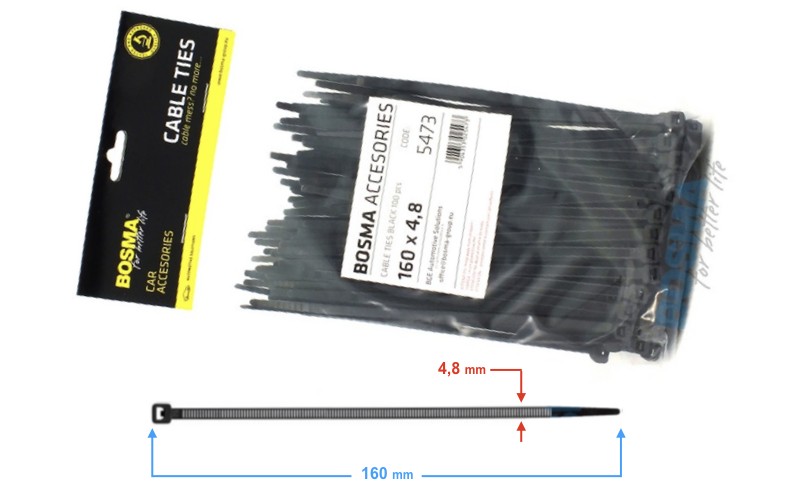 Opaska zaciskowa trytytka 4,8x160 mm czarna 100szt