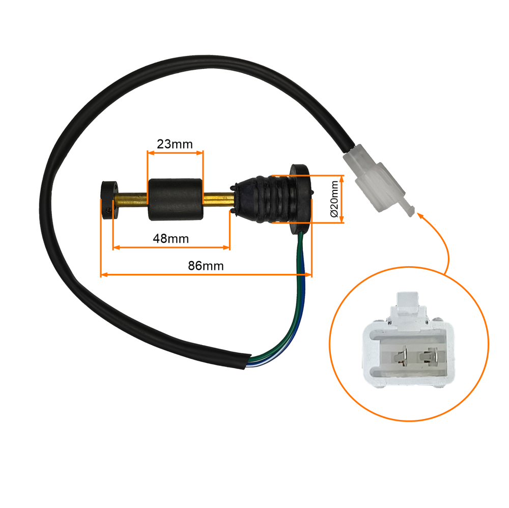 Czujnik poziomu oleju krótki wtyczka 2 piny silniki 2T Zipp Quantum