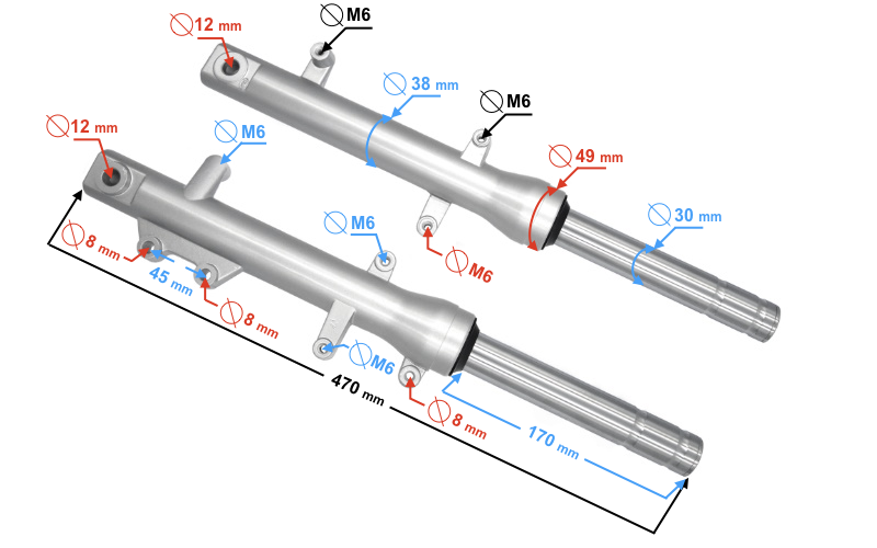 Amortyzatory przednie lagi do Barton Falcon 50 125 2