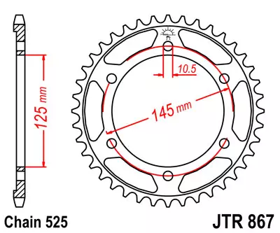 JT Zębatka tył 525h 42z Yamaha TDM 850 (96-98)