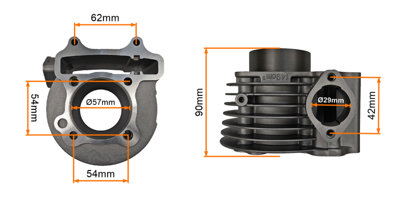 Cylinder 150cc 57mm 4T powietrze Garelli Giantco Kymco Malaguti PGO