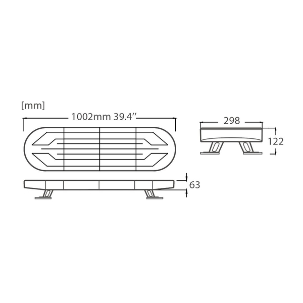 Belka Ostrzegawcza 48LED 60W 1002x286 R10 R65 Pomoc Drogowa