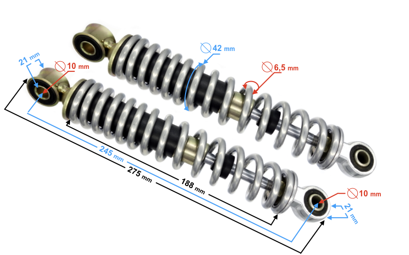 Amortyzatory tylne tył skutera Barton Tres 275mm