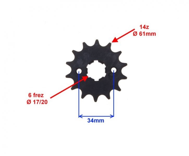 Zębatka przód zdawcza 14z 428H silnik 154FMI