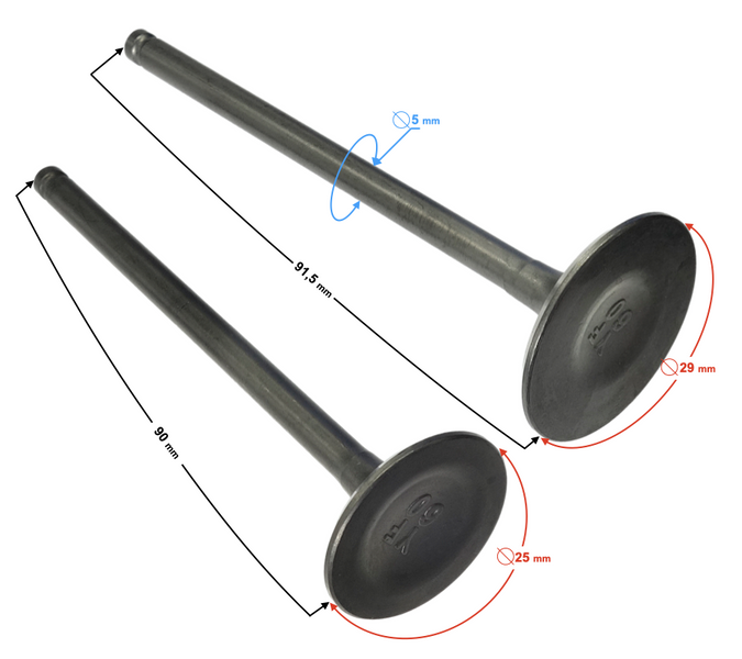 Zawory ssący wydechowy motocykl Barton Hyper 125