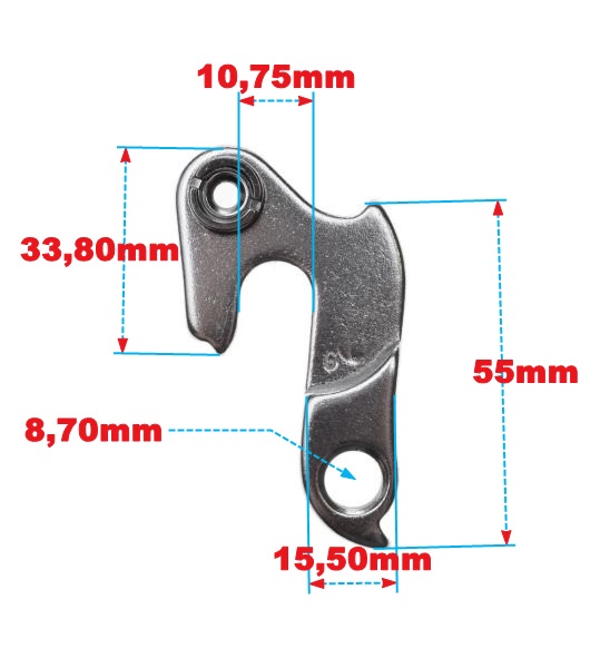 Hak mocowania przerzutki rowerowy 5g do ramy alu