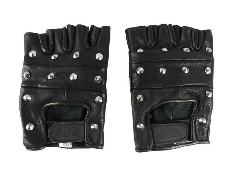 Rękawice skórzane bez palców z ćwiekami