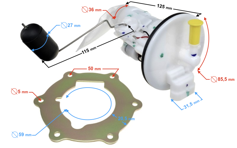 Czujnik poziomu paliwa do Falcon 125cc na wtrysk