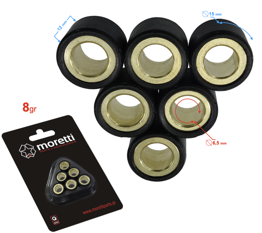 Rolki wariatora 8g do skutera 2T 50 15x12