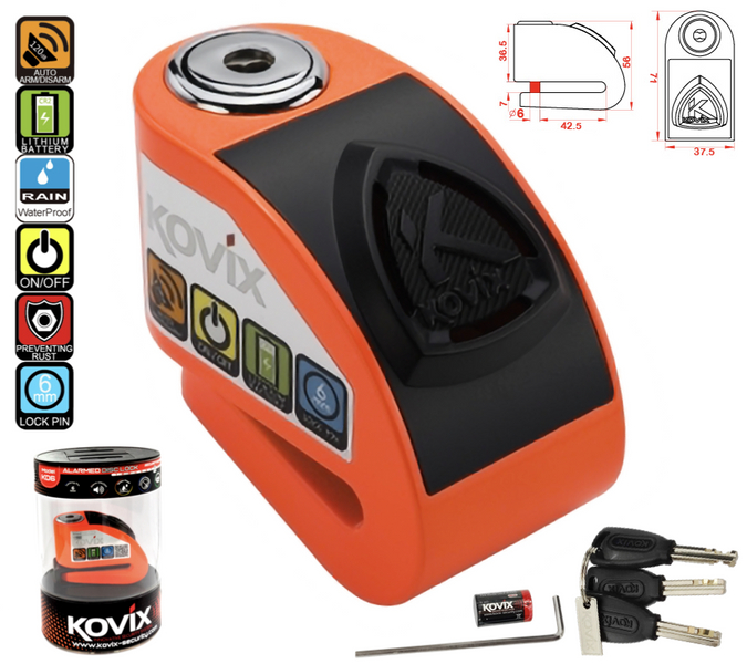 Blokada Tarczy Hamulcowej Alarm KOVIX KD6 Orange