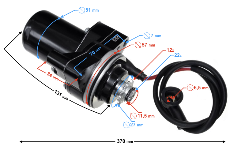 Rozrusznik do motoroweru 139FMB 50ccm 12/22 zębów