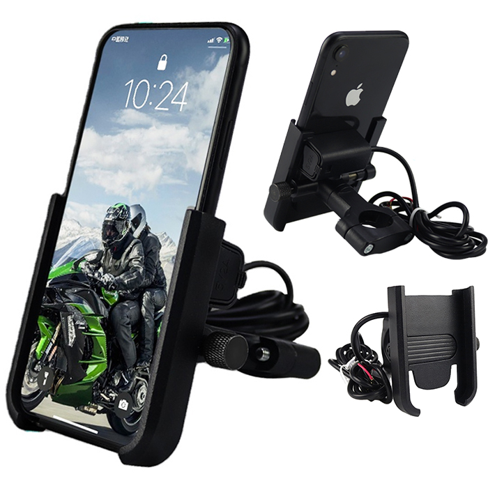 Uchwyt na telefon z ładowarką USB Motocykl Motorower