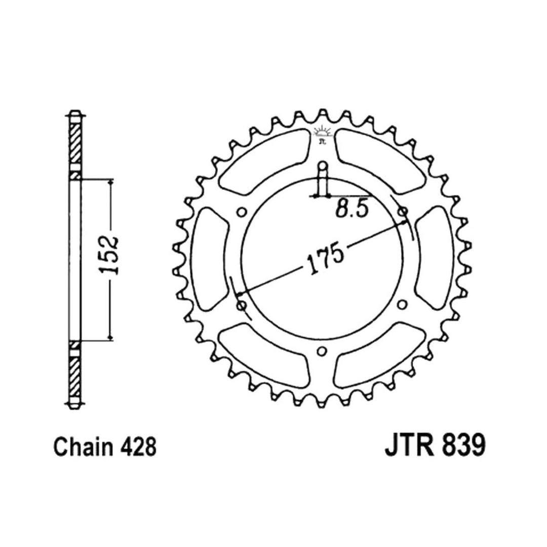 JT zębatka tylna JTR839-57z 428 Yamaha DT R/RE/RH 125 Yamaha WR 125