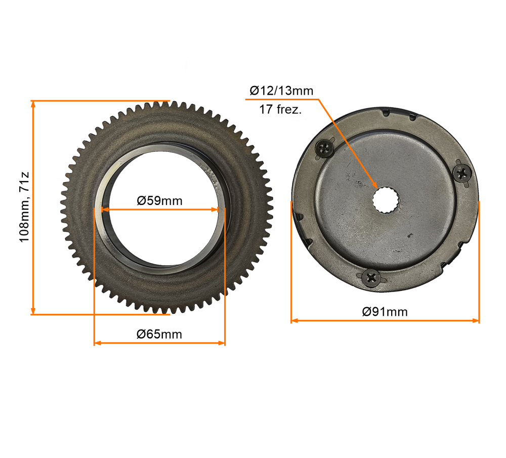 Bendix sprzęgło jednokierunkowe z wolnym kołem rozrusznika 71z skutery 2T