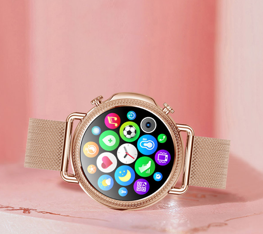 Smartwatch zegarek Rubicon damski RNBE74 Bluetooth 5.0 różowe złoto