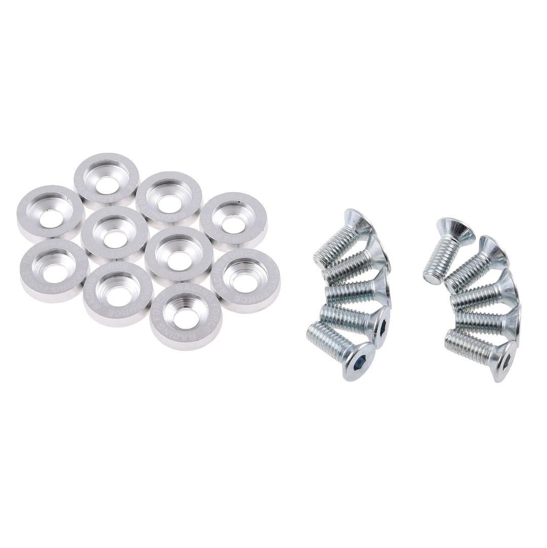 Ozdobne podkładki anodowane srebrne śruby M6 kpl