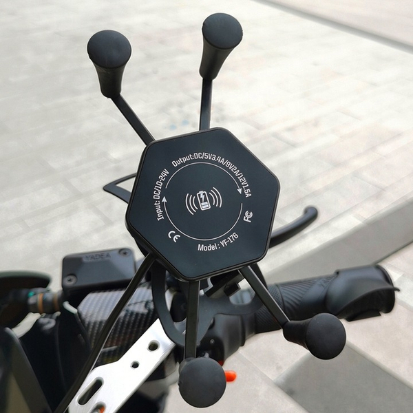 Uchwyt z ładowarką indukcyjną 15W w główkę ramy