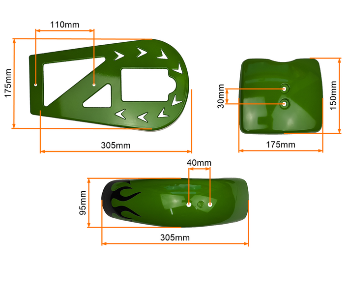 Plastiki owiewki zielone siedzenie pocket bike cross dirtbike 49 50 60cc