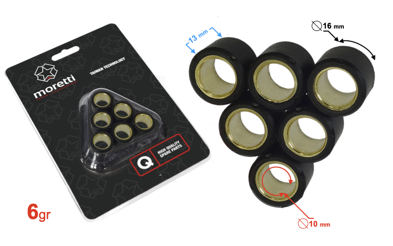 Rolki wariatora skuter 50 4T 6,0g 16x13 GY6