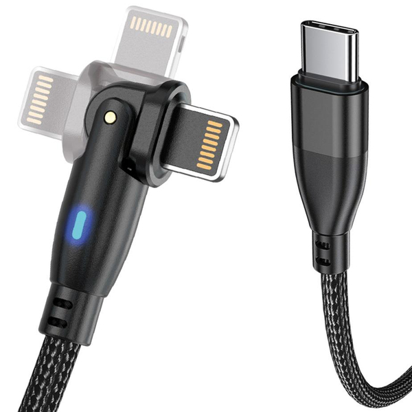 Wzmocniony kabel pleciony Spider Rotation 27W USB typ-C - iPhone Lightning 1.5 m czarny