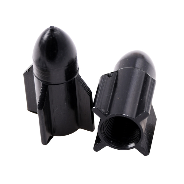 Nakrętki wentyla czarne rakiety 2 sztuki Racing Force 