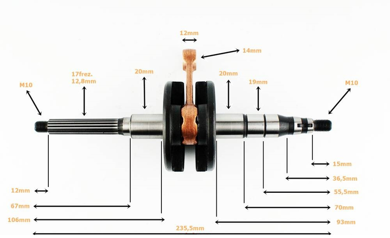 Wał korbowy 2t skuter 17 frezów Malaguti Aprilia