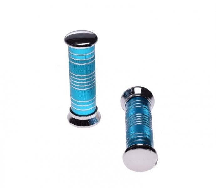 Manetki metal tworzywo ryflowane niebieskie para