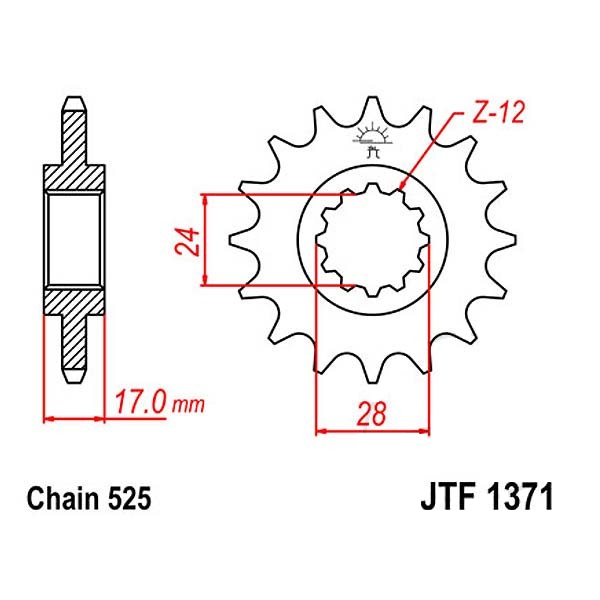 Zębatka przednia JTF1371.15z 525 Honda CB CBR CBF