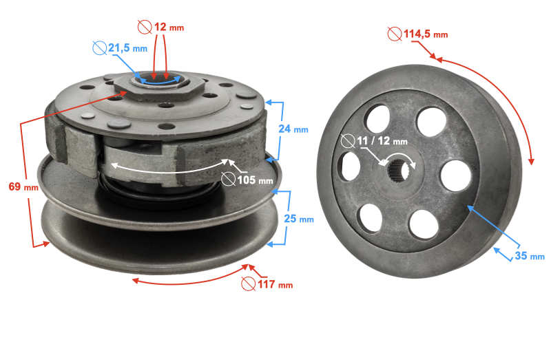 Sprzęgło do skutera 4T Gy6 Barton Huragan 5 Junak 139QMB 50 70 80 ccm