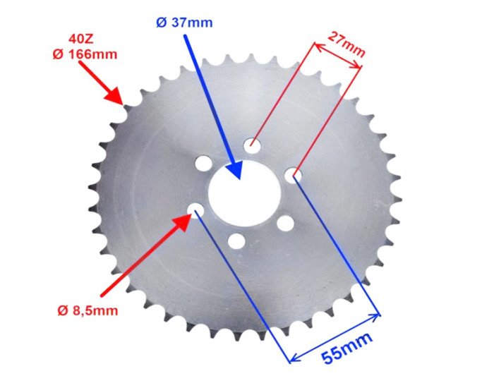 Zębatka tył 428h 40z kinroad loncin atv 200 