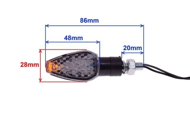 Kierunkowskazy Led mini strzałki 12V białe szkło homologacja E50 komplet