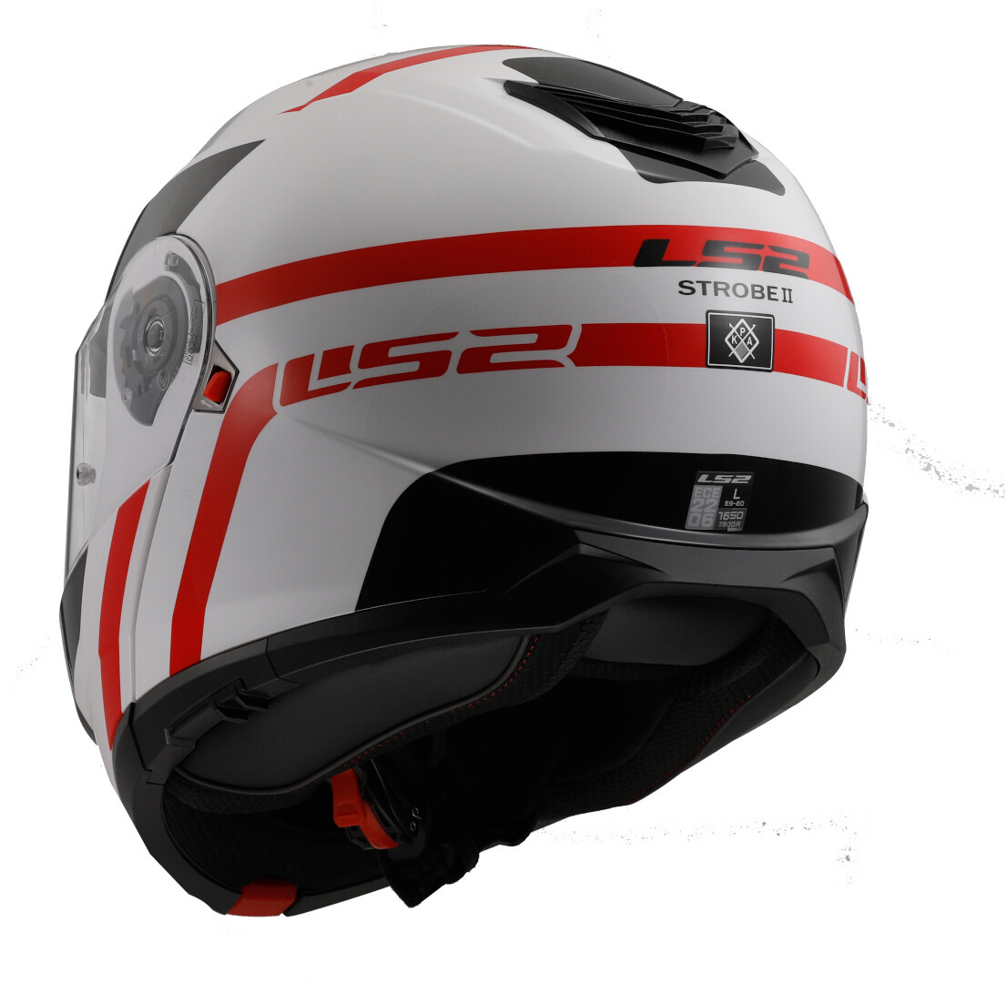 Kask szczękowy LS2 FF908 STROBE II AUTOX WHITE RED homologacja ECE 22.06