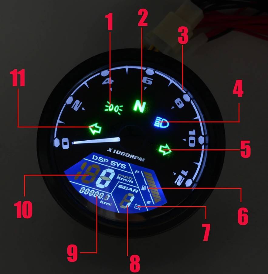 Obrotomierz Licznik LCD Uniwersalny 12V 12000 RPM