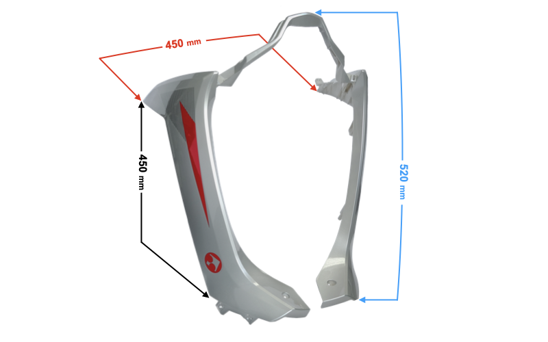 Obudowa dolna przednia srebrno-czerwona Barton Scalpel
